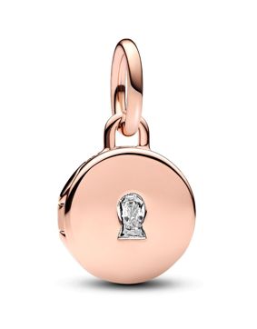 Pandora Moments Openable & Engravable Love Locket Dangle Charm 14k Rose gold-plated berlock 783066C01