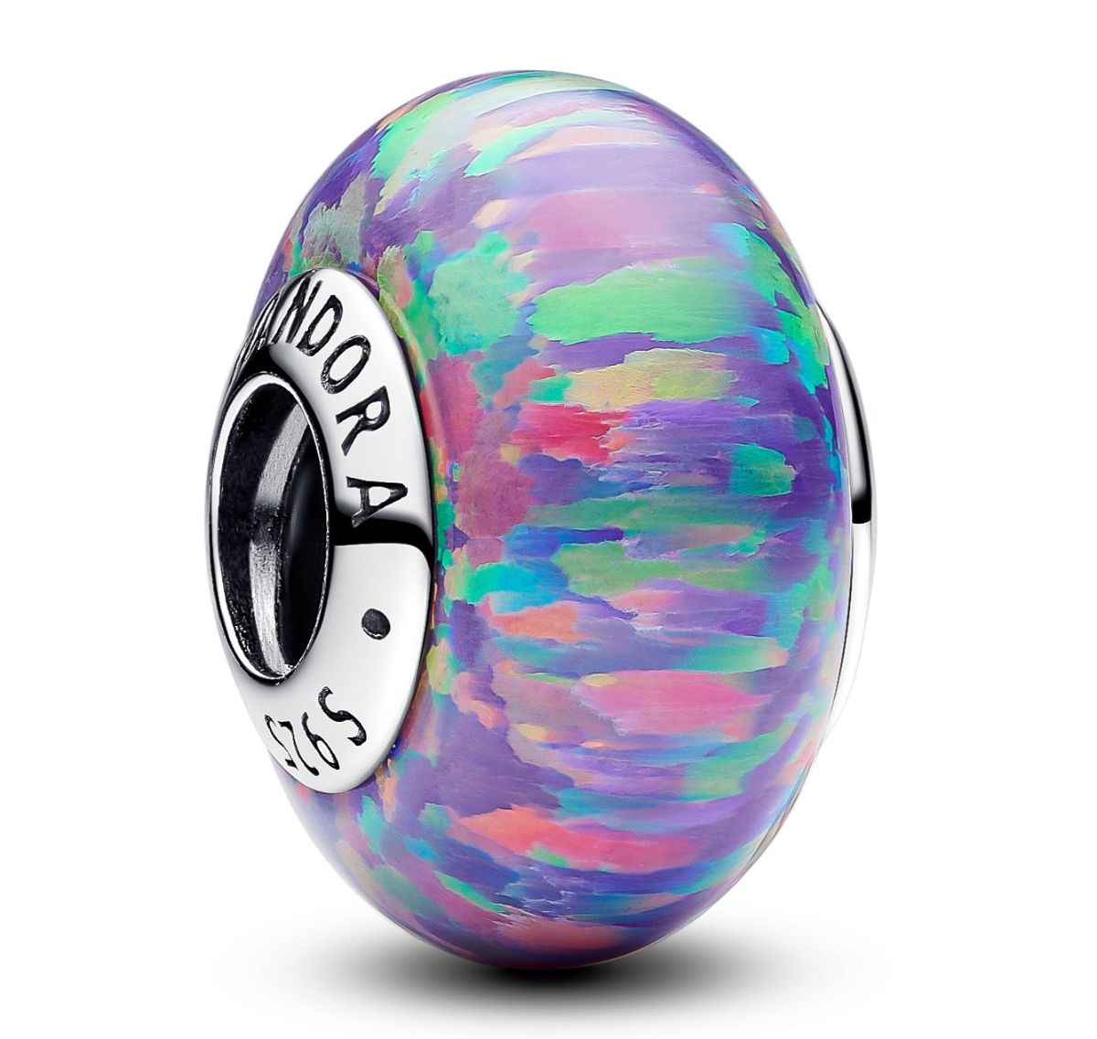 Pandora Moments Sterling silver berlock with lavender purple lab-created opal 791691C05