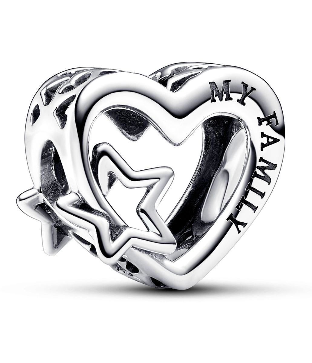 Pandora Moments Openwork Family Heart & Star sterling silver berlock 792829C00