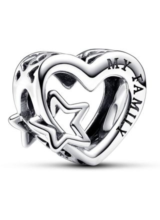 Pandora Moments Openwork Family Heart & Star sterling silver berlock 792829C00
