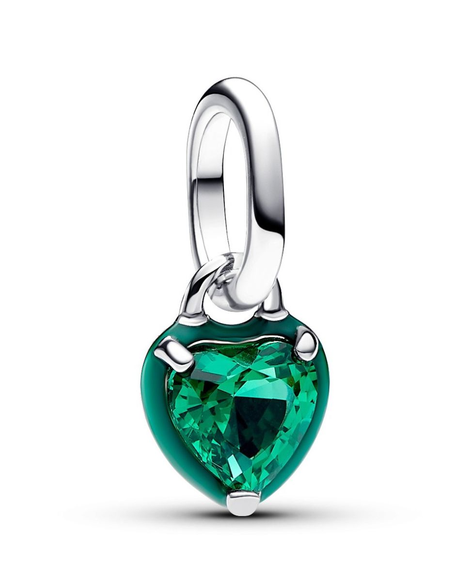 Pandora ME Green Chakra Heart Mini Dangle Charm Sterling silver Enamel Man-made crystal Green berlock 793042C03