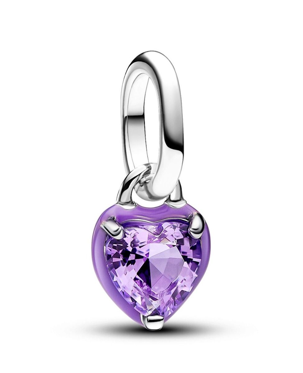 Pandora ME Purple Chakra Heart Mini Dangle Charm Sterling silver Enamel Man-made crystal Purple berlock 793042C04
