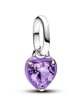 Pandora ME Purple Chakra Heart Mini Dangle Charm Sterling silver Enamel Man-made crystal Purple berlock 793042C04