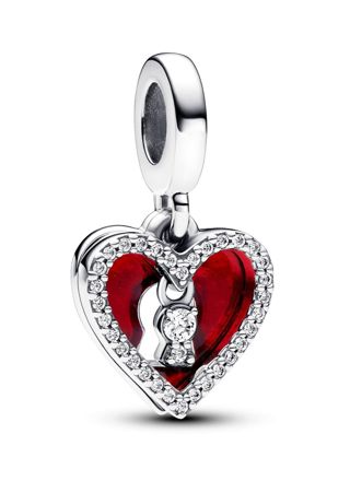 Pandora Moments Red Heart & Keyhole Double Dangle Charm Sterling silver berlock 793119C01