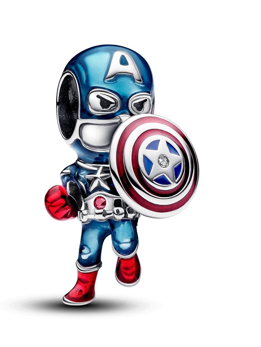 Pandora Marvel x Pandora Sterling Silver enamel Captain America berlock 793129C01