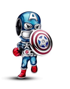 Pandora Marvel x Pandora Sterling Silver enamel Captain America berlock 793129C01