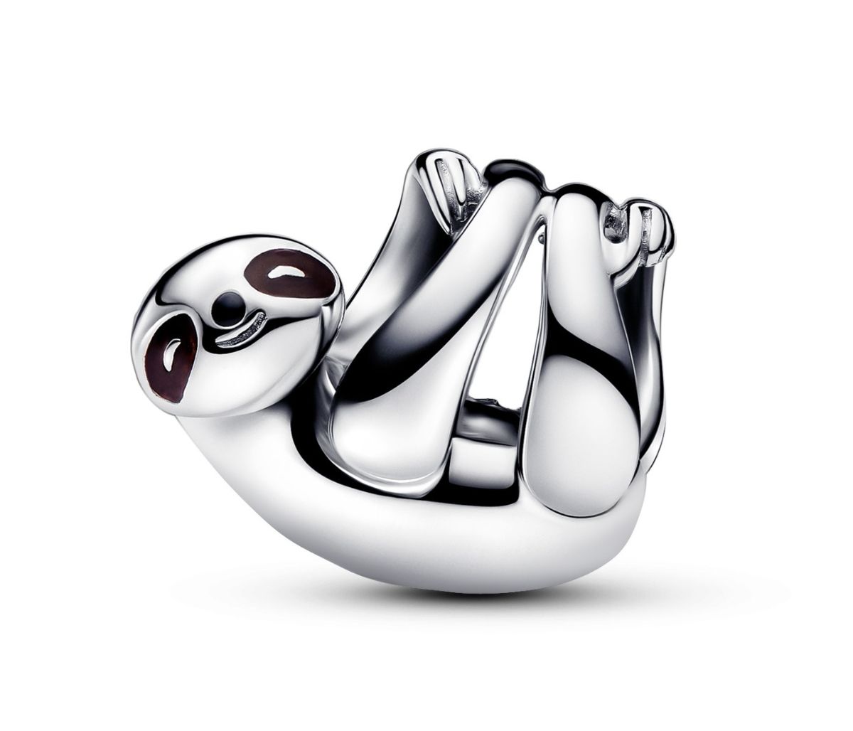 Pandora Moments Hanging Sloth Sterling silver Enamel Black berlock 793331C01