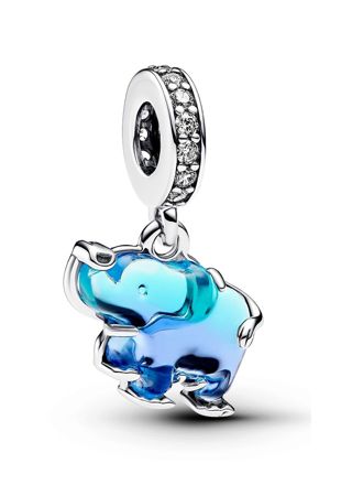 Pandora Moments Blue Murano Glass Elephant Sterling silver Glass Cubic Zirconia Blue berlock 793339C01