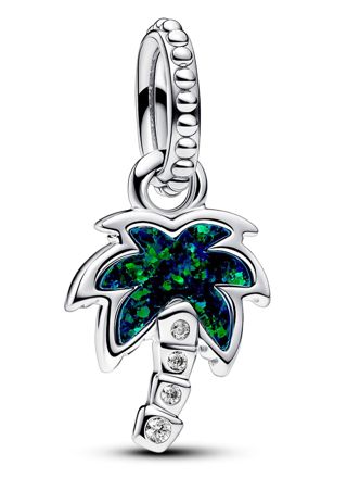 Pandora Moments Opalescent Green Palm Tree Sterling silver Mixed stone Green berlock 793352C01