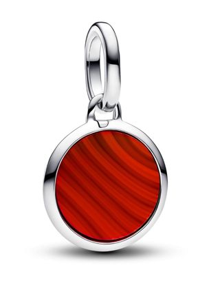 Pandora ME Engravable round sterling silver mini medaljongen with red Murano glass 793389C01