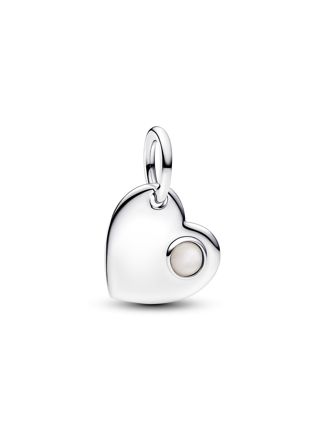 Pandora graverbart hjärta hängsmycke i silver vit pärlemor 794295C06