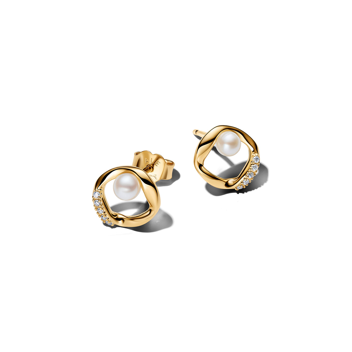 Pandora Essence gulgallrade svängda örhängen med zirkonia 264662C01