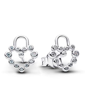 Pandora Moments silver hjärtlås örhängen 294419C01