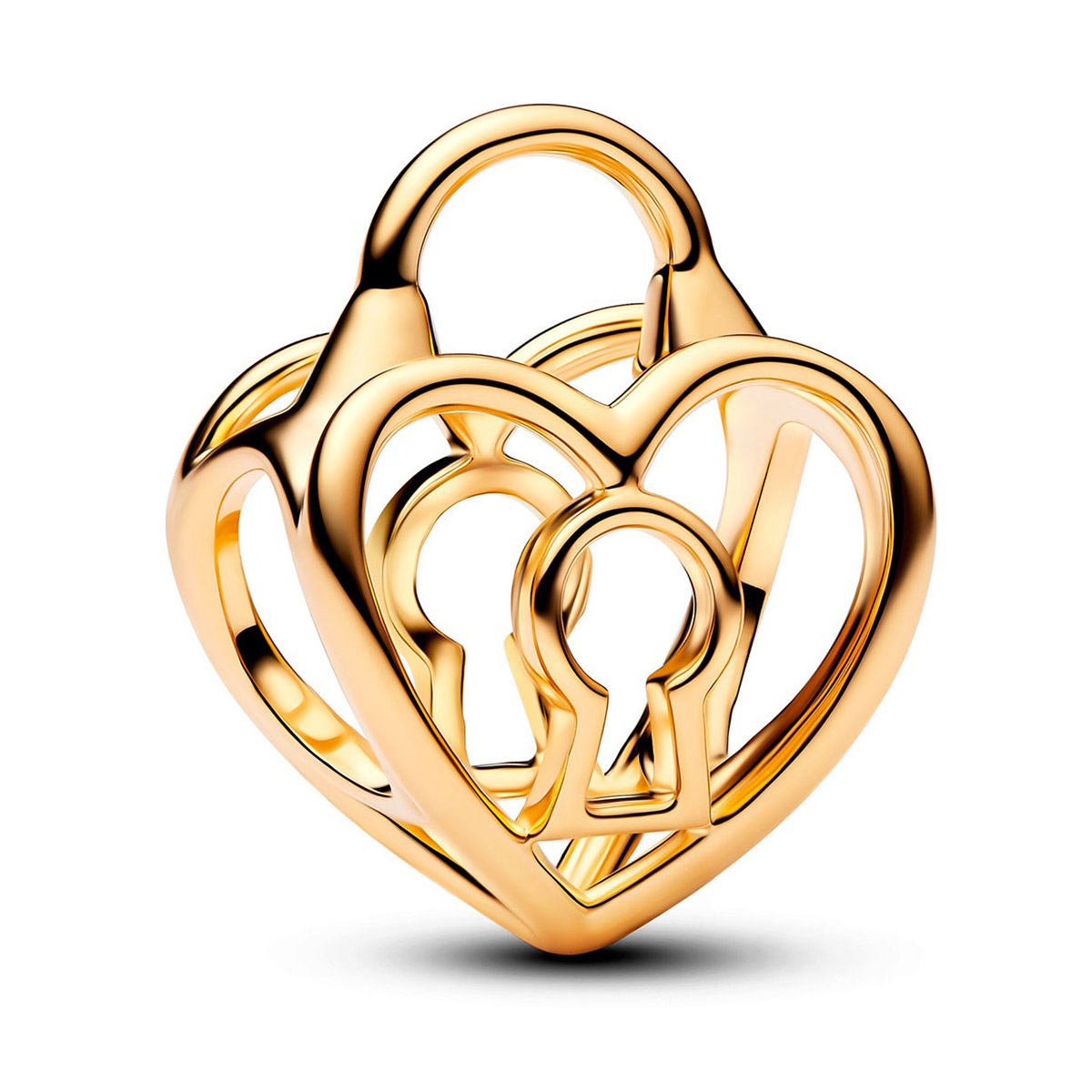 Pandora Moments guld-platerad hjärtlås berlock 764358C00