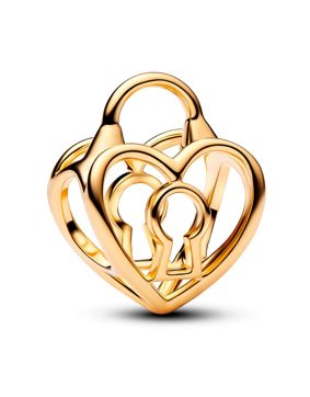 Pandora Moments guld-platerad hjärtlås berlock 764358C00