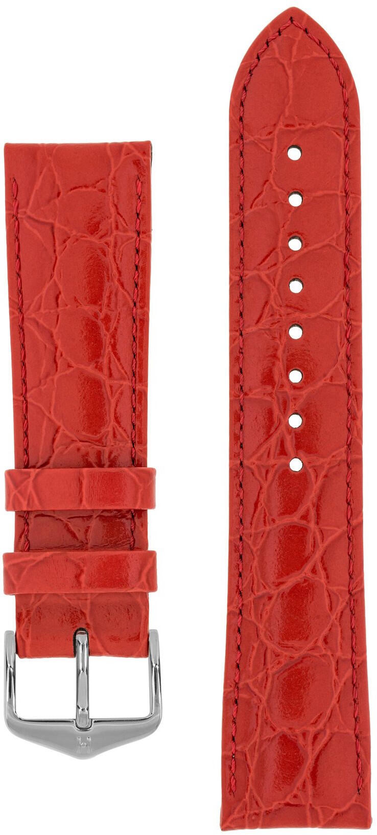 Hirsch Crocograin röd klockarmband 1230 28 20