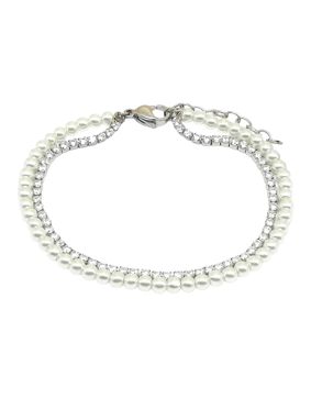 Lykken Trend glaspärla smyckesstenarmband 17 cm