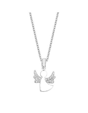 Lykken vit ängel dop halsband silver