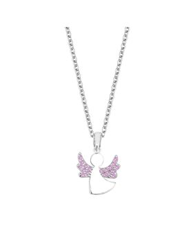 Lykken pink ängel dop halsband silver