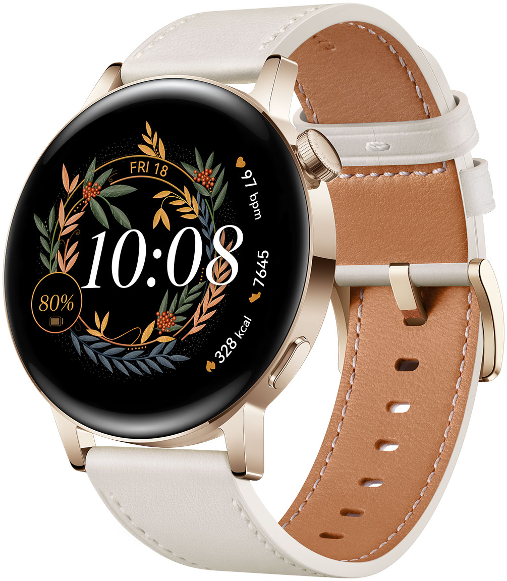 Huawei Watch GT 3 46 mm Rosegold with White Leather Strap 55027150