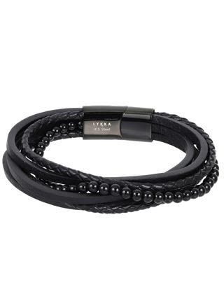 Lykka Strong onyx-lader-armband svart