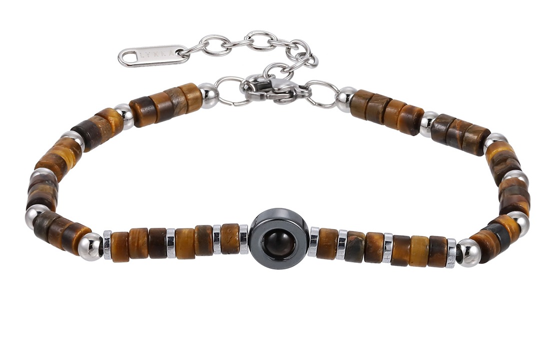 Lykka Strong Tiger eye armband gul 19+4cm 