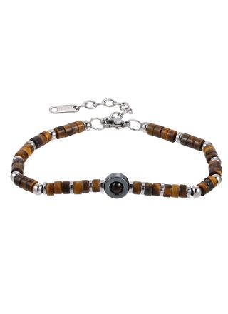Lykka Strong Tiger eye armband gul 19+4cm