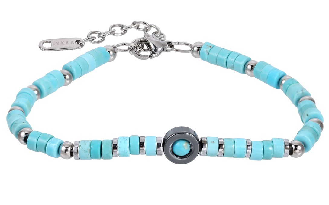 Lykka Strong Tiger eye armband turkos 19+4cm 