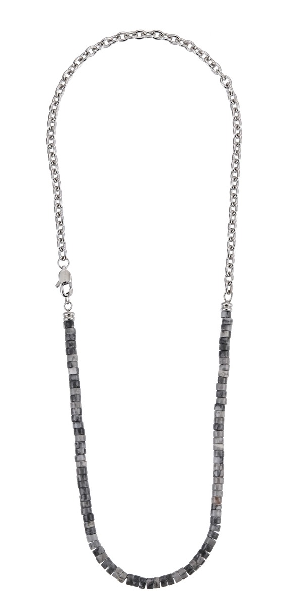 Lykka Strong jasperhalsband grått 50 cm 