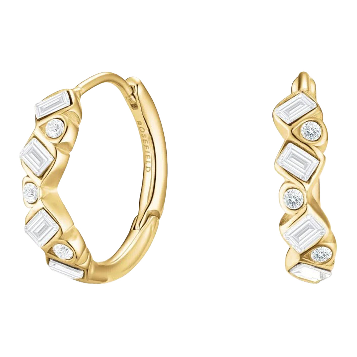 Rosefield Playful Crystals Baguette förgyllda creoler JECBG-J1171