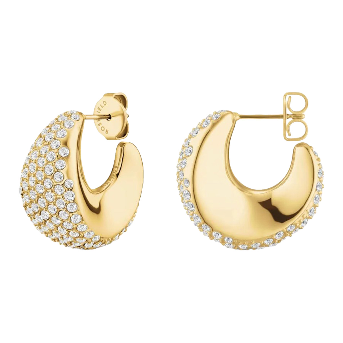 Rosefield Pavé Half Moon förgyllda örhängen JEPMG-J1224