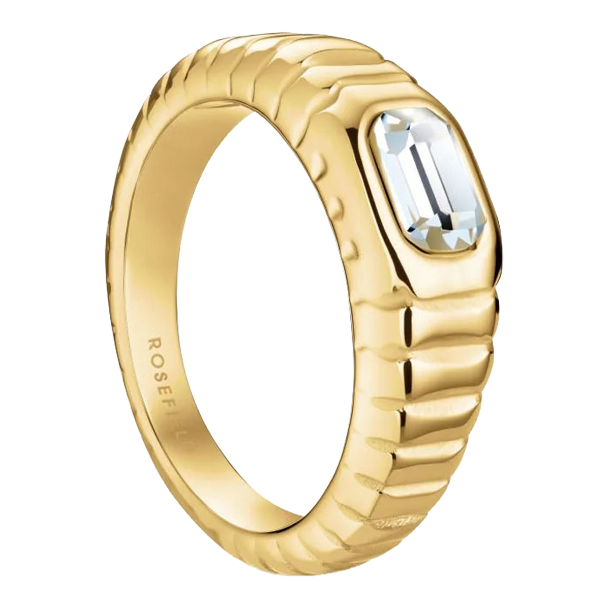 Rosefield Iconic Octagon Ridged förgylld ring JROR