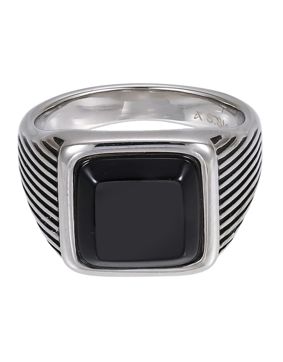 Lykken Trend stålring med svart onyx 15 mm