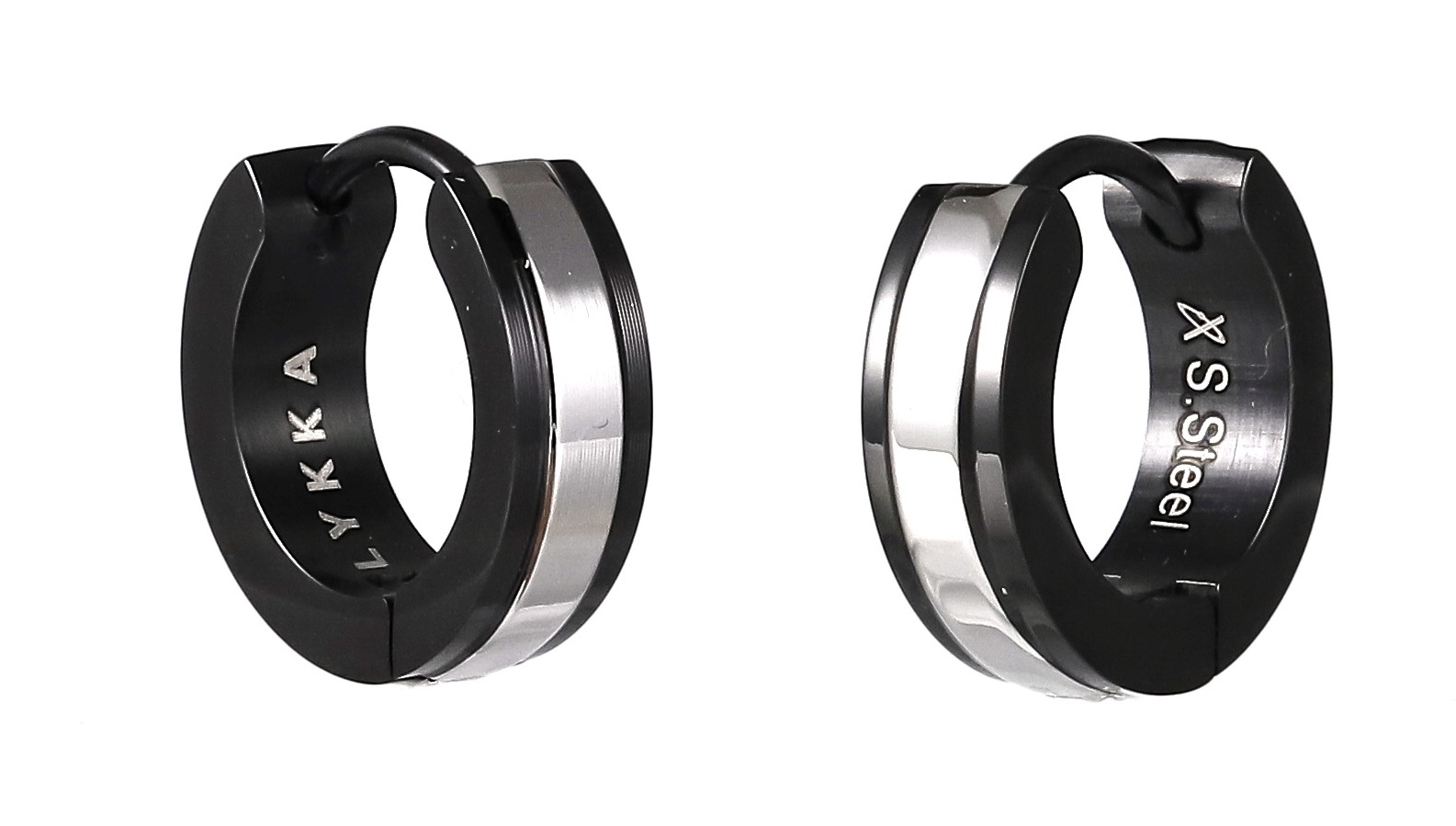Lykka Strong svart/silver 13,4 mm stålörhängen 