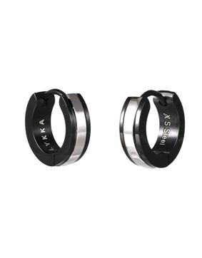 Lykken Strong svart/silver 13,4 mm stålörhängen