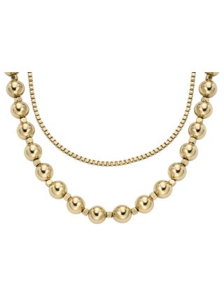 Fossil två kedjor guldfärgat halsband JA7248710
