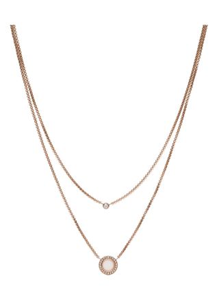 Fossil halsband Double Glitz Rose Gold-Tone Steel Necklace JF03057791