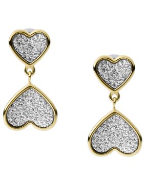 Fossil Sutton Classic Valentine Gold-Tone Stainless Steel Heart örhangen JF03939710