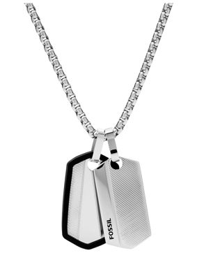 Fossil Vintage Chevron Stainless Steel Dog Tag halsband JF03996040