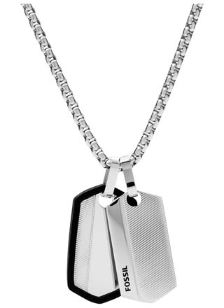 Fossil Vintage Chevron Stainless Steel Dog Tag halsband JF03996040