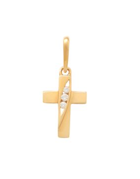 Lykken Crosses guld korshänge med zirkoner 10,4 mm