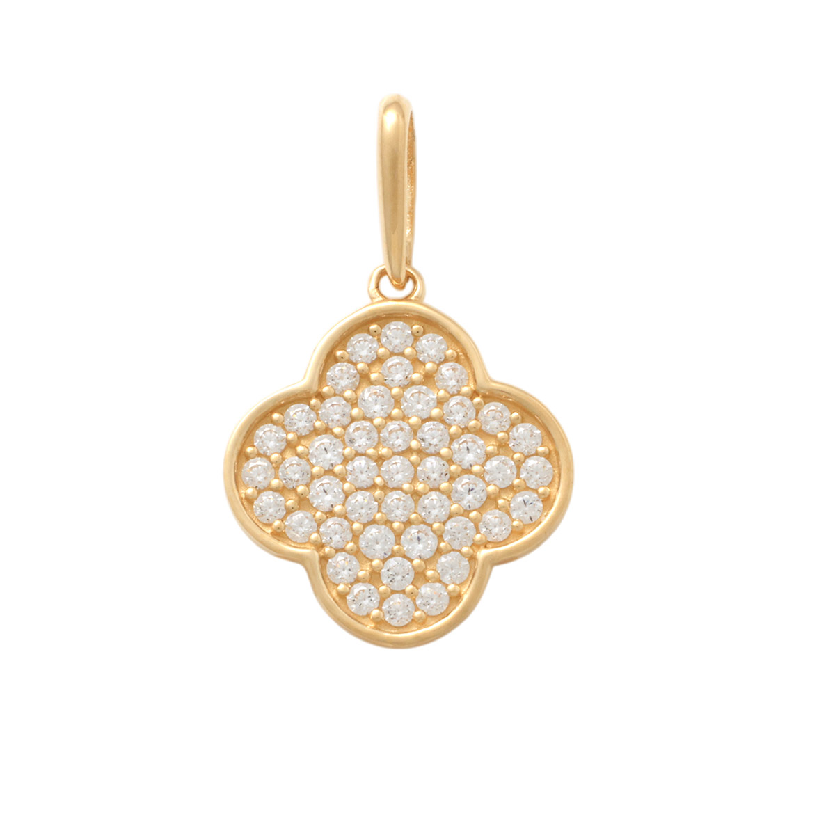 Lykka Symbols guldklöverhänge med zirkoner 8,5 mm