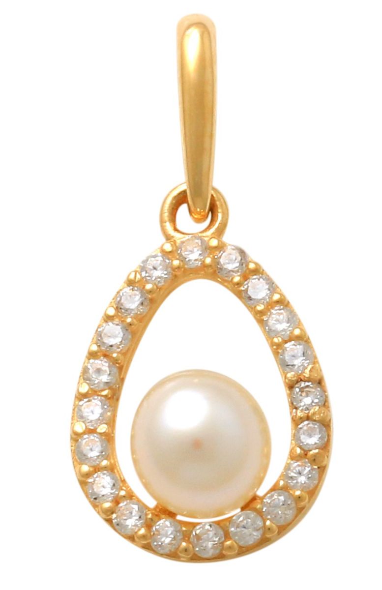 Lykka Pearls Oval pärlguldberlock med zirkonia stenar 