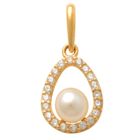 Lykka Pearls Oval pärlguldberlock med zirkonia stenar