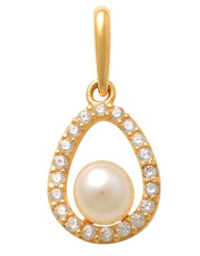 Lykka Pearls Oval pärlguldberlock med zirkonia stenar