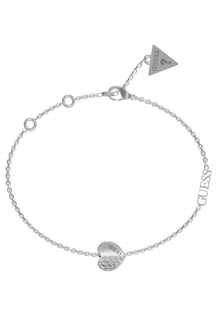 GUESS Lovely silverfärgad pave hjärtarmband JUBB03036JWRHS
