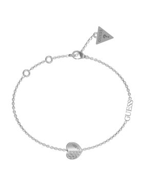 GUESS Lovely silverfärgad pave hjärtarmband JUBB03036JWRHS