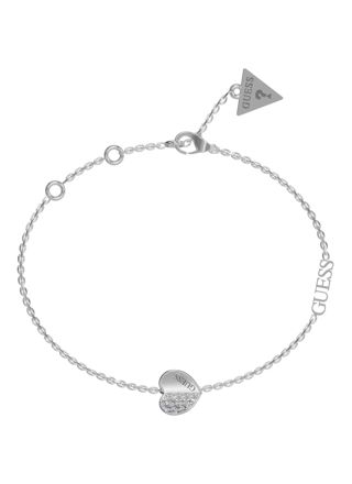 GUESS Lovely silverfärgad pave hjärtarmband JUBB03036JWRHS