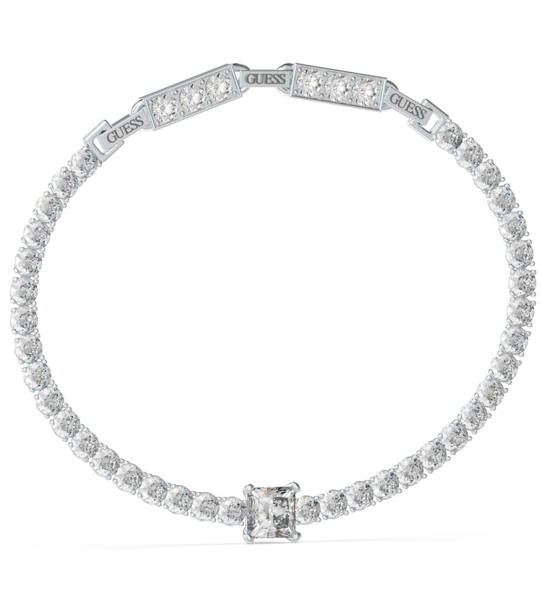 GUESS Love silverfärgat tennisarmband JUBB04219JWRHT/U