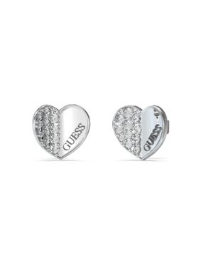 GUESS Lovely silverfärgad pave hjärtörhängen JUBE03038JWRHT/U